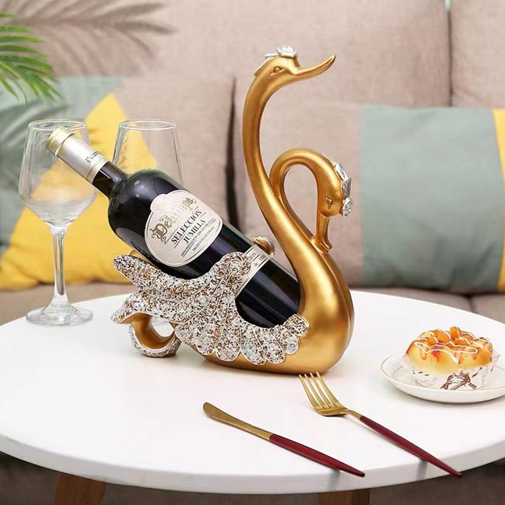 Luxury Swan Wine Rack Innovative Desktop Wine Cabinet Decorative Ornaments for Living Room Office Gold