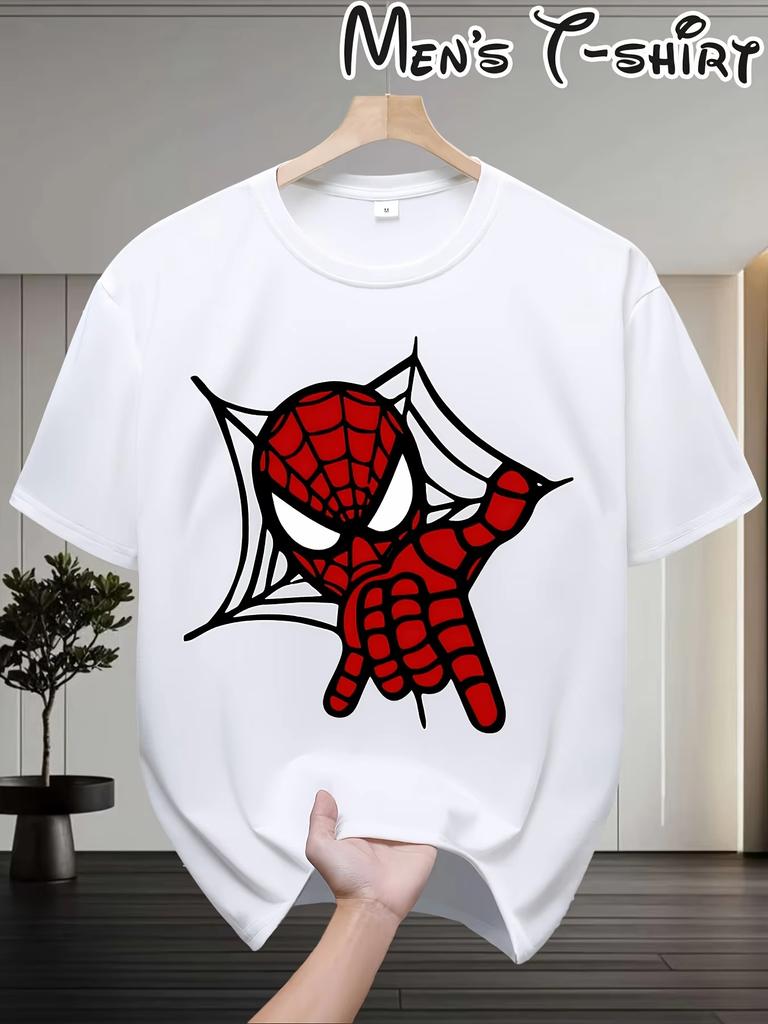 2026 neues Marvel SpiderMan T-Shirt Herren Sommer Oversized Tee Niedlich Cartoon Netz Grafikdruck Kurzarm Streetwear Hohe Qualität