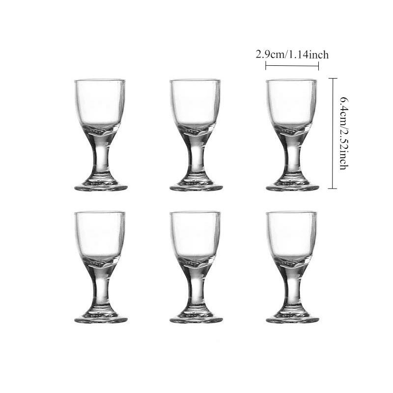 Set da 6 pezzi Squisito Bicchiere da Vino Piccolo Elegante Bicchierino da Shot Calice da Baijiu Festa Trasparente Bicchiere per Distillati Utensili da Vino Bicchieri da Bar