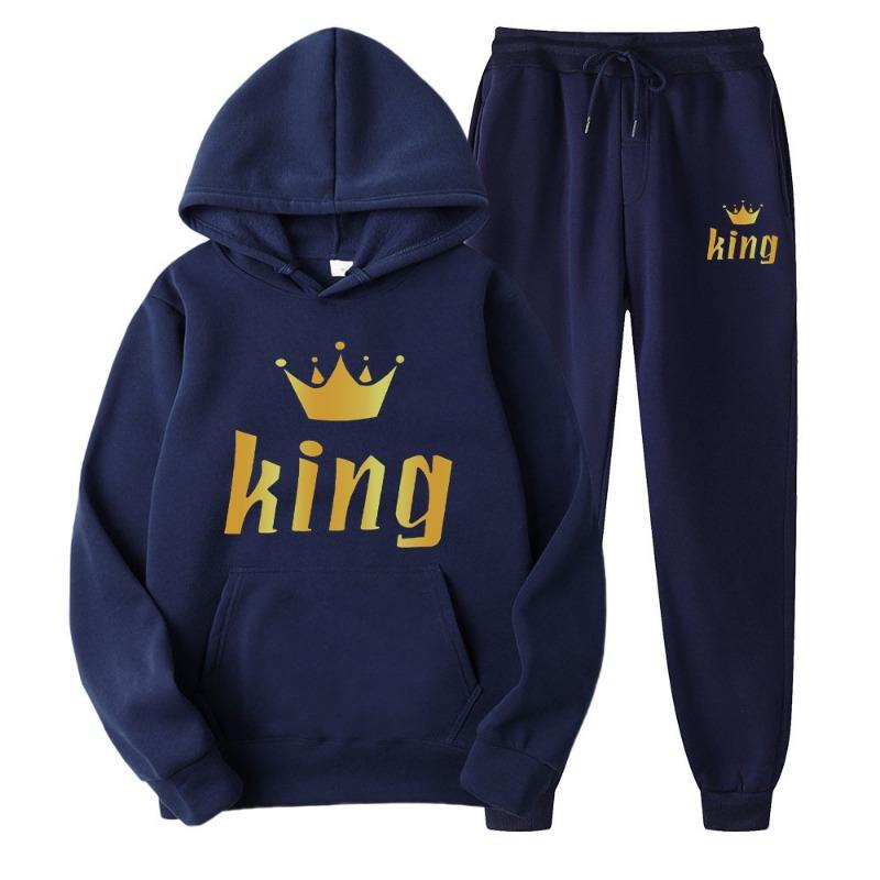 Paar Hoodie Set lässig locker langärmelige Sportbekleidung Fleecejacke Jogginghose Herren Damen Hoodies Kurzarmshirts (Herren)