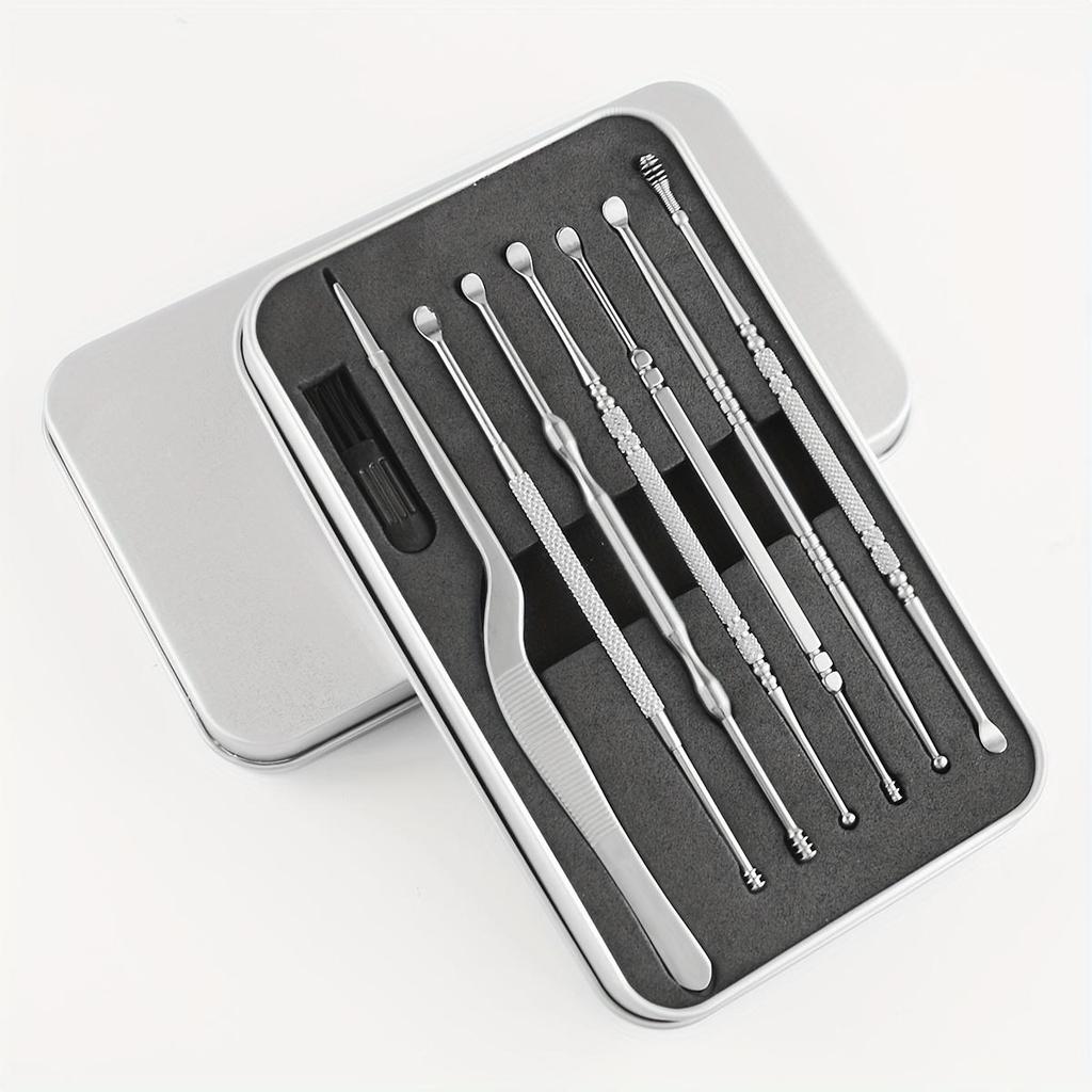 Stainless Steel Ear Pick Set 8PCS Ear Cleaner Kit Spiral Spring Earwax Remover Tweezers Ear Cleaning Tool