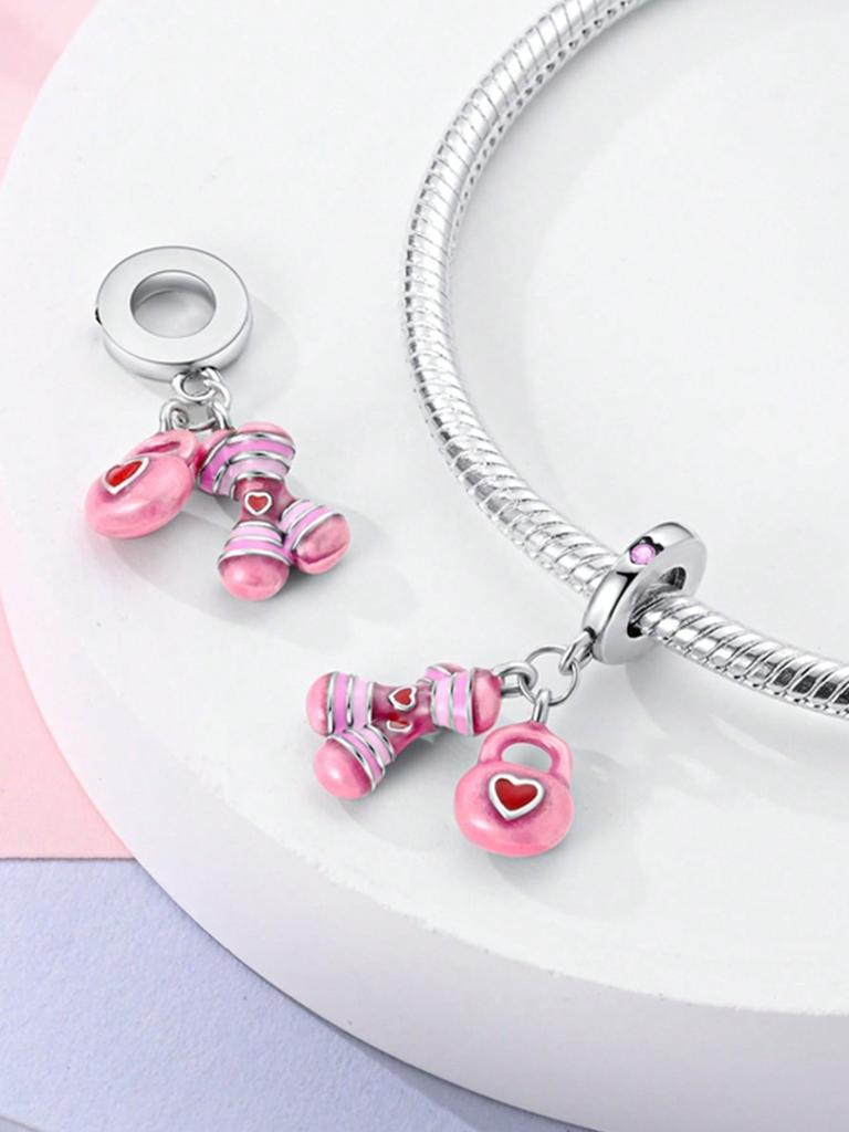 Charm Copper Colors Pink Heart Basketball Bead For Original Bracelet Diy Beads Charms Jewellery Making Gift For Women Styfne