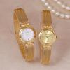Mini Bowknot Mesh Band Women Quartz Watch, Small Round Dial Light Luxury Alloy Ladies Dress Wrist Watch with Shell Sunray Dial