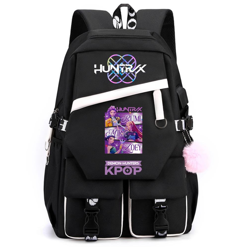 Kreskówkowy Kpop Łowcy Demonów Nadrukowany Plecak o Dużej Pojemności dla Nastolatka Ucznia Dziewczyny Chłopca Tornister Torba na Książki Prezent dla Dziecka Kobiety Wodoodporna Torba Podróżna Mochila