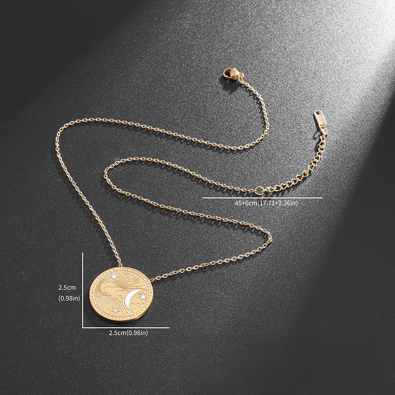 New Minimalist Tarot Pendant Necklace with Cool Style Stainless Steel Sweater Chain and Titanium Steel Neck Chain