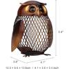 Tooarts Owl Shaped Metal Coin Bank Box Handwork Crafting Art