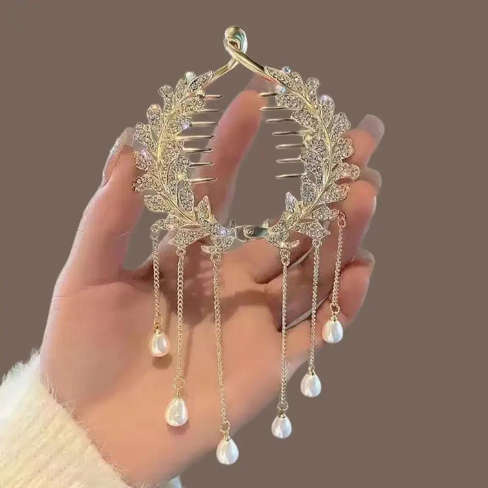 Vintage S Shape Plush Ball Dried Rose Hairpins for Women Ponytail Twist Hair Clips Fashion Shark Clip Barrettes Hair Accessories