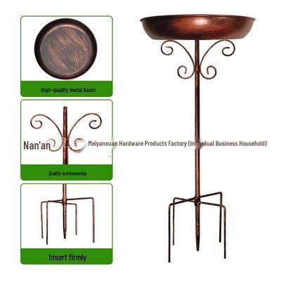 Vintage Wrought Iron Bird Feeder & Bath with Planter