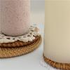 2/4Pcs Knitted Texture Lace Floral Coasters Vintage Round Woven Placemats  Coffee Table