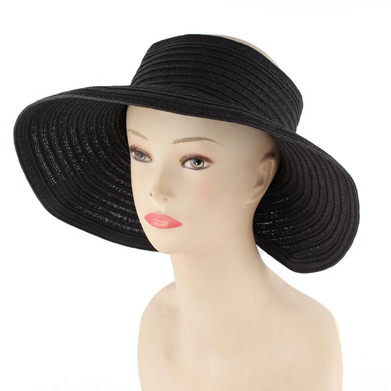 Ladies summer sunscreen hat big brim sunshade empty top hat foldable sun hat outdoor travel beach straw hat