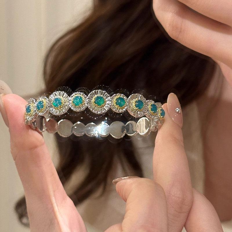 Классические сине-зеленые циркониевые браслеты-ромашки для женщин, высокое качество и уникальность, Романтичные открывающиеся подвески-браслеты, подарок