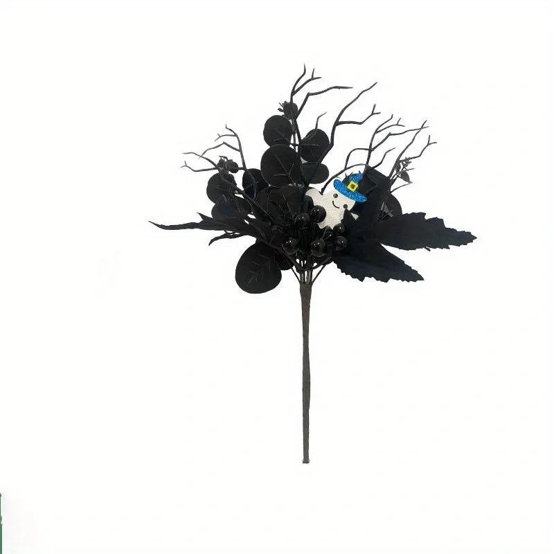 Artificial Maple Leaf Halloween Pumpkin Skull Black Maple Leaf Indoor Branch Decoration