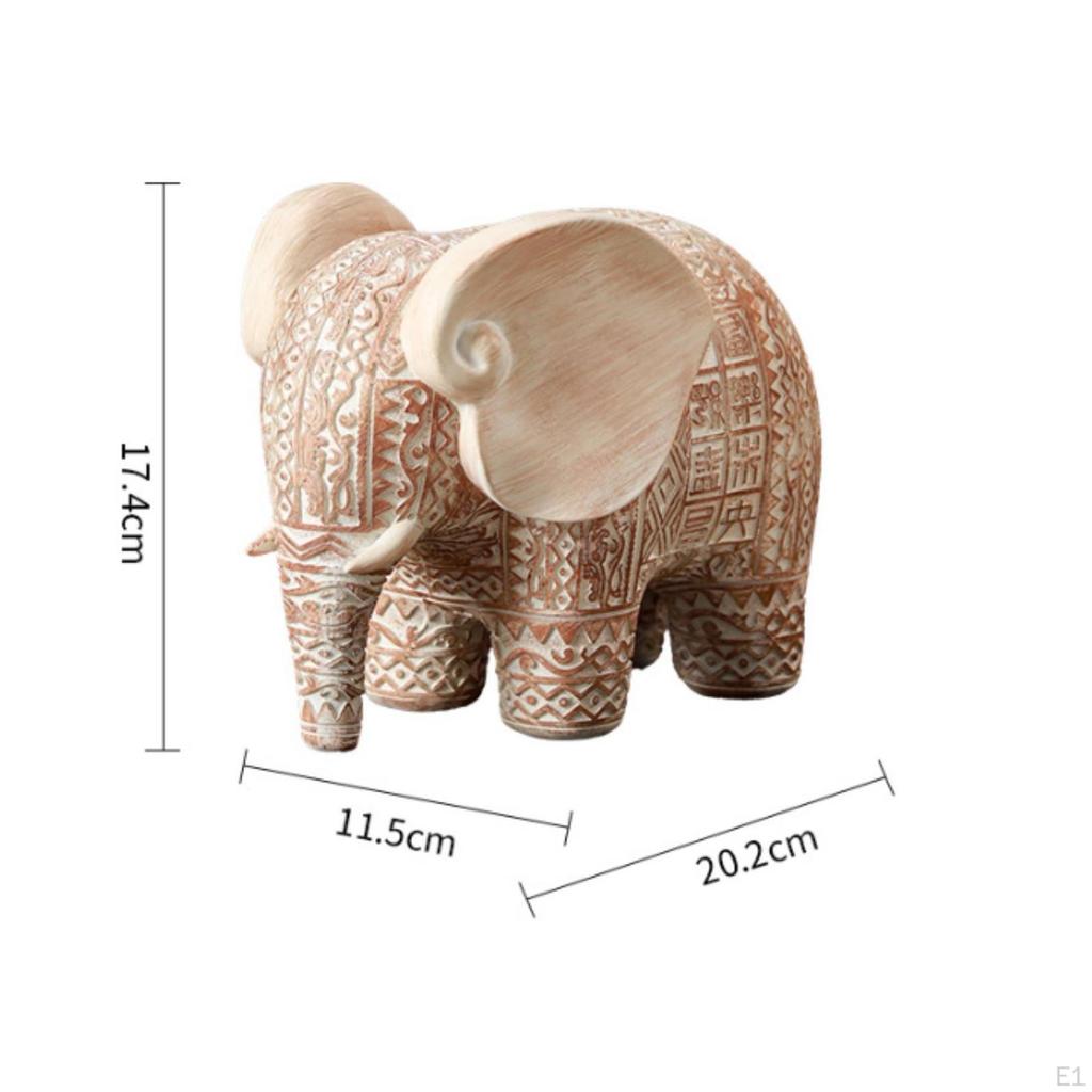 Elephant Figurine AntiqueStyle Statue Carveddecoration for Homeowners, Collectors, Living