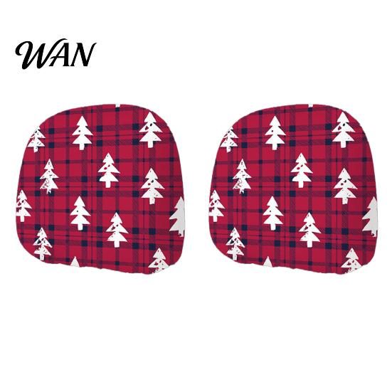Funny Christmas Car Prints 2Pcs Headrest Covers, Elastic Holiday Printed Head Rest Cover, Fabric Seat Accessories Auto Pillow Protector for