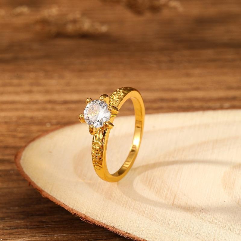 

1Pc 18K Silver-plated Simple and Stylish Engagement and Wedding Rings with A High-end Feel 11 золотой