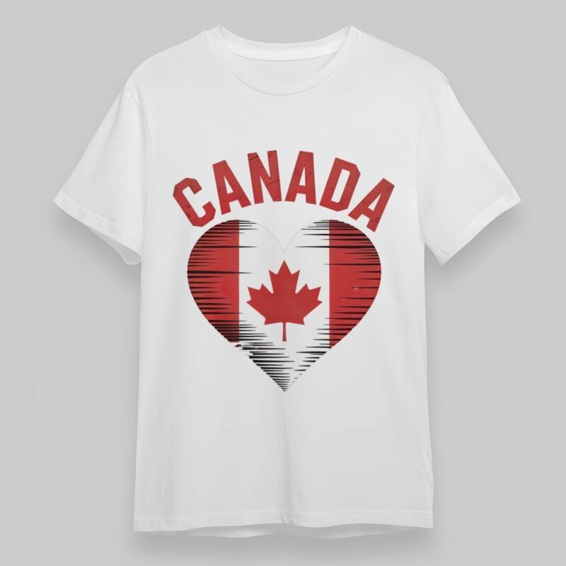 

Women s All-Season Classic T-Shirt Canada Love Heart Flag Graphic Oversize Tee 3XL