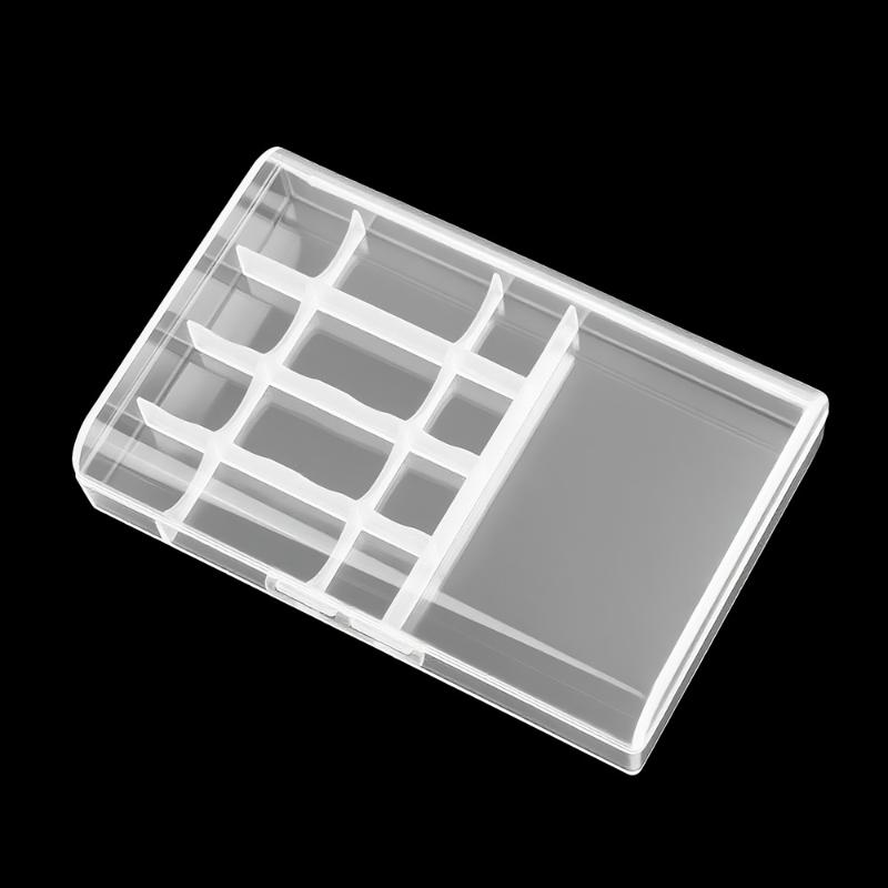 1Pcs Universal Aa Battery Storage Box Transparent Plastic Battery And 4-In-1 Charging Cable Organizer Case