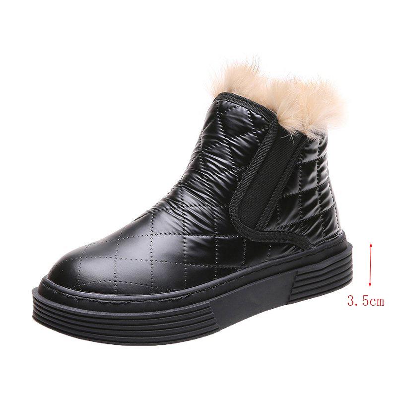 

Women s Winter Waterproof Snow Boots Thick Sole Non Slip Fluffy Fur Ankle Boots Woman Thicken Plush Cotton Padded Platform Shoes 40 чёрный