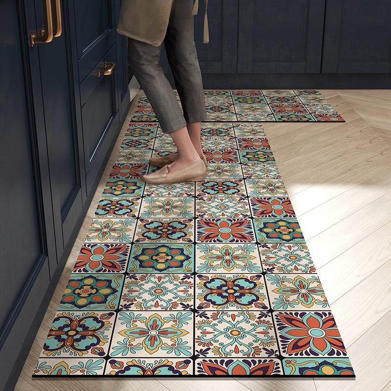 Kitchen Floor Mat Waterproof Oil-proof Non-slip Rug American Style Digital Printing Carpet Long Strip Home Decor Foot Mats