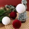 1-50 stuks Wijnrood Fluweel Kerstballen Kerstboom Bevlokte Hangende Decoraties Bal Ornamenten Huis Festival Feestartikelen