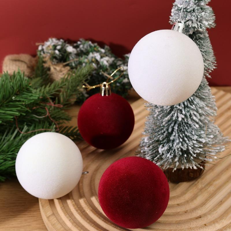 1-50 stuks Wijnrood Fluweel Kerstballen Kerstboom Bevlokte Hangende Decoraties Bal Ornamenten Huis Festival Feestartikelen