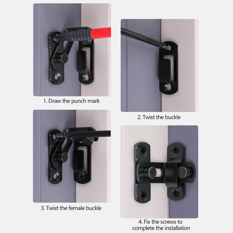 2x Sliding Door Lock Indoor Privacy Lock Wood Gate Barn Door for Latch Stainless Steel Flip Locks Heavy Duty Door Hasp f
