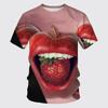 Summer Round Neck Delicious Fruit Strawberry Pattern 3D Print Top Fashionable Casual Short Sleeved Men's and  Women's Unisex T-shirts