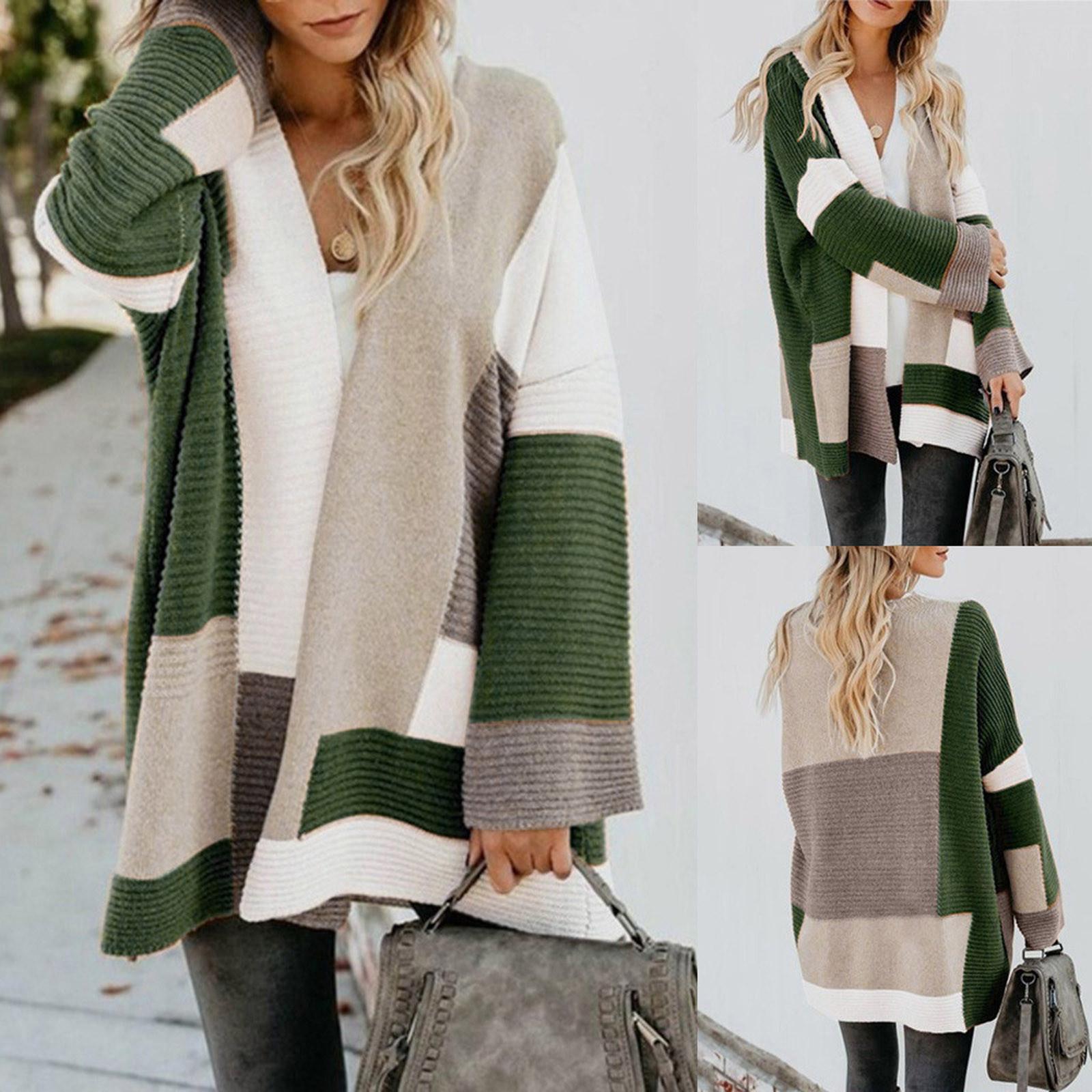 

Женская Повседневная Мода Длинный Рукав Свободное Пальто Кардиган Топ Блузка M зелёный