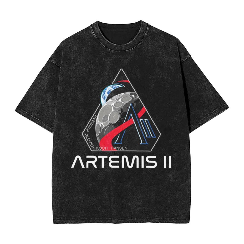 Men Womens Tshirt Artemis Ii 2026 Rocket Launch Mission To The Moon Artemis 2 Washed T Shirts Harajuku  Beach Tee Shirt
