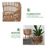 Rattan Woven Basket Plant Stand with Wooden Legs Bohemian Floor Flower Pot Holder Indoor Outdoor Home Garden Decor 3 Sizes
