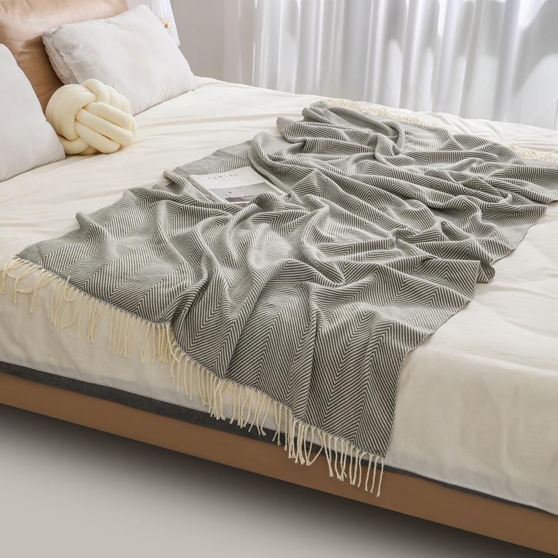 Multi-Purpose Woven Blanket: Sofa Throw, Bed Runner, Air Conditioning Shawl, Summer Cool Nap Blanket