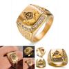 Trendy Geometric Masonic Symbol Ring With Artificial Gemstone Inlay For Mens Hip Hop Fashion Jewelry