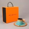 Luxury Ceramic Coffee Cup & Snack Plate Set - Sun, Moon & Stars Gradient
