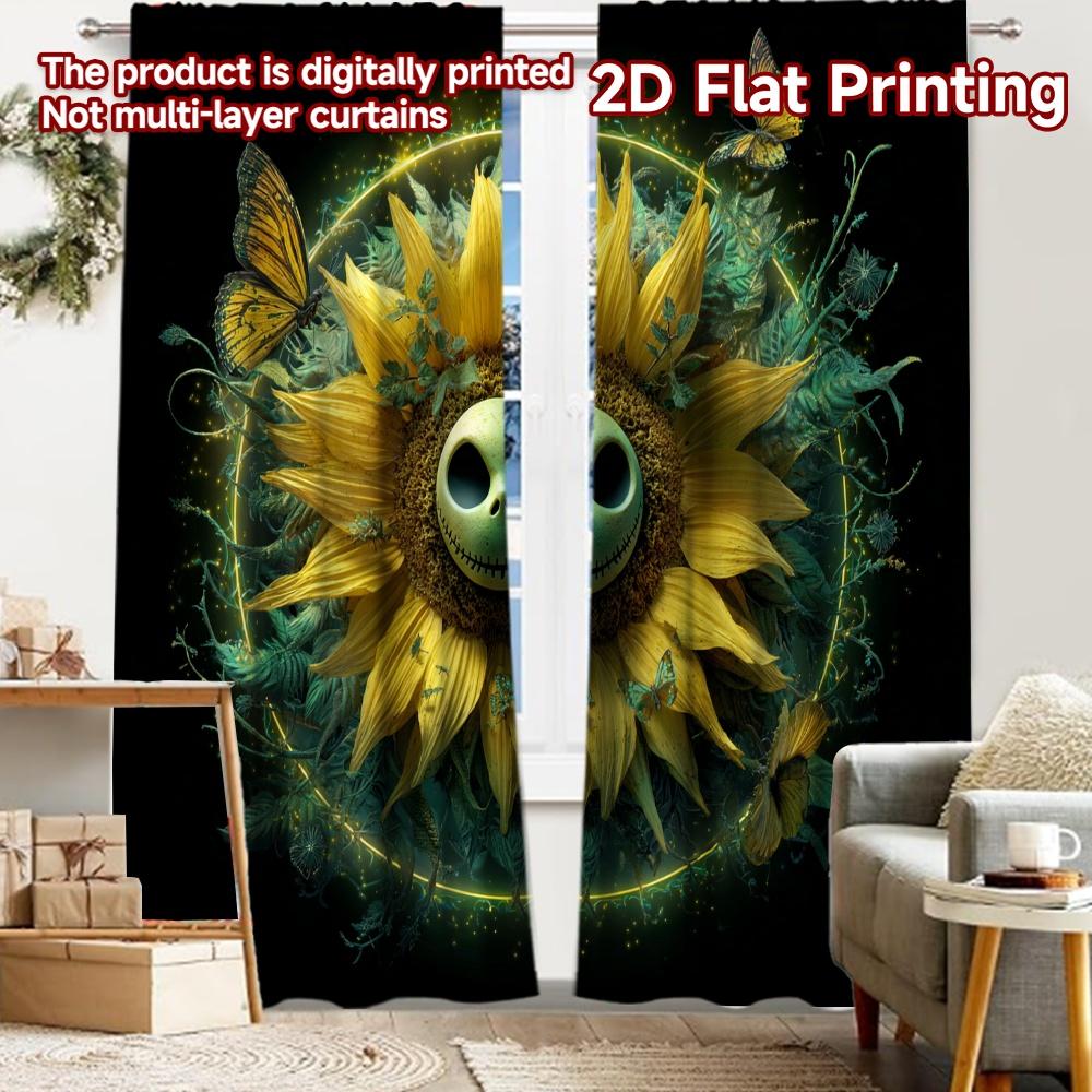 

2pcs, 2D FLAT PRINTING Curtains (Without Rod) Moonlit Bloom Popular Curtains&Drapes Festival Yarn Curtains Room Decor Suitable 52.50 × 116.00 cm 2 pcs