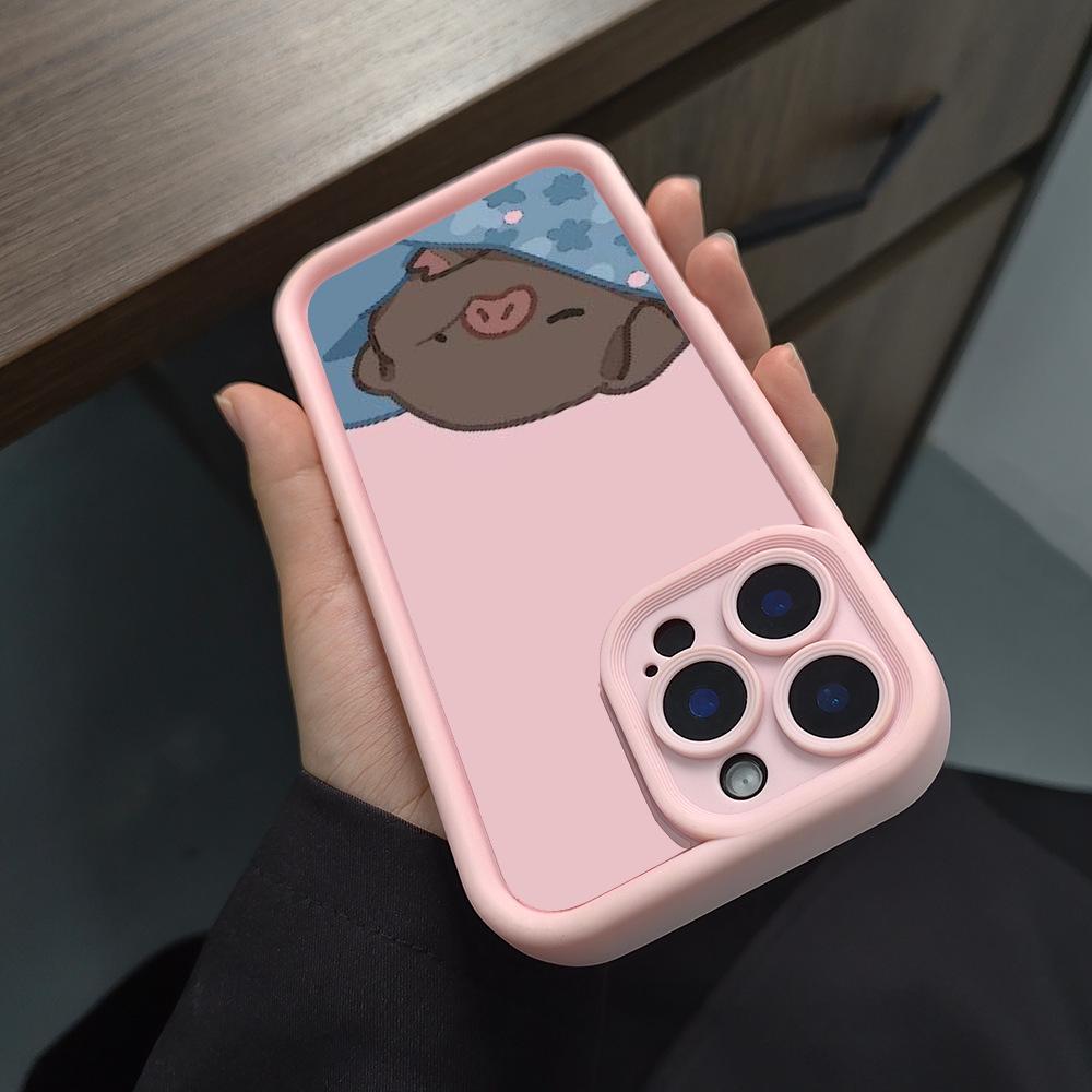 Cute black pig pattern phone case suitable for iPhone 17 16 15 14 13 12 11 Pro/Max/Plus anti drop and shockproof back cover