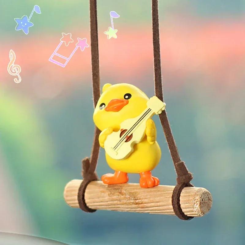 Cartoon Cute Animated Car Accessories Swinging Duck Pendant Car Rearview Mirror Ornaments Birthday Gift Couple Accessories Car