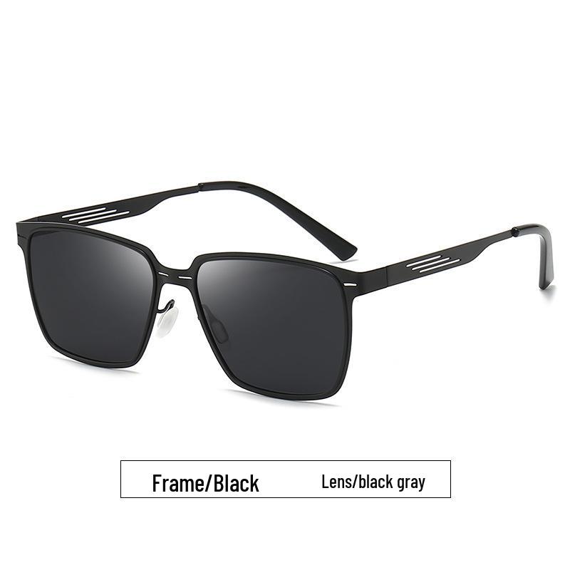 Men's Polarized Stainless Steel Square Sunglasses - Classic Retro Outdoor Driving, Fishing, and Cycling Glasses