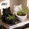 Kippsicherer Pflanztopf 3D-gedrucktes Katzenornament, Formtopf, Büro-Schreibtisch-Miniatur-Blumentopfhalter, Matt-frosted Oberfläche für Heimdekor-Halter