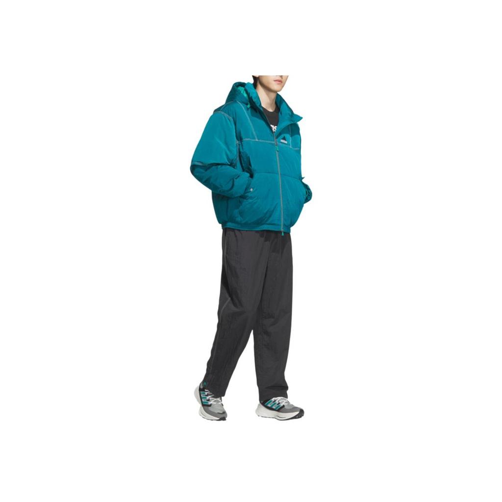 adidas Equipment Series SS25 Loose Fit Hooded Warm Sports Letter Duck Down Jacket Men Jacket Green KA7980