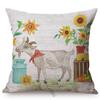 European Farm Animals Pattern Cushion Cover Chicken Pig Cow Autumn Cornucopia Decoration Throw Pillows Linen Fabric Pillowcase