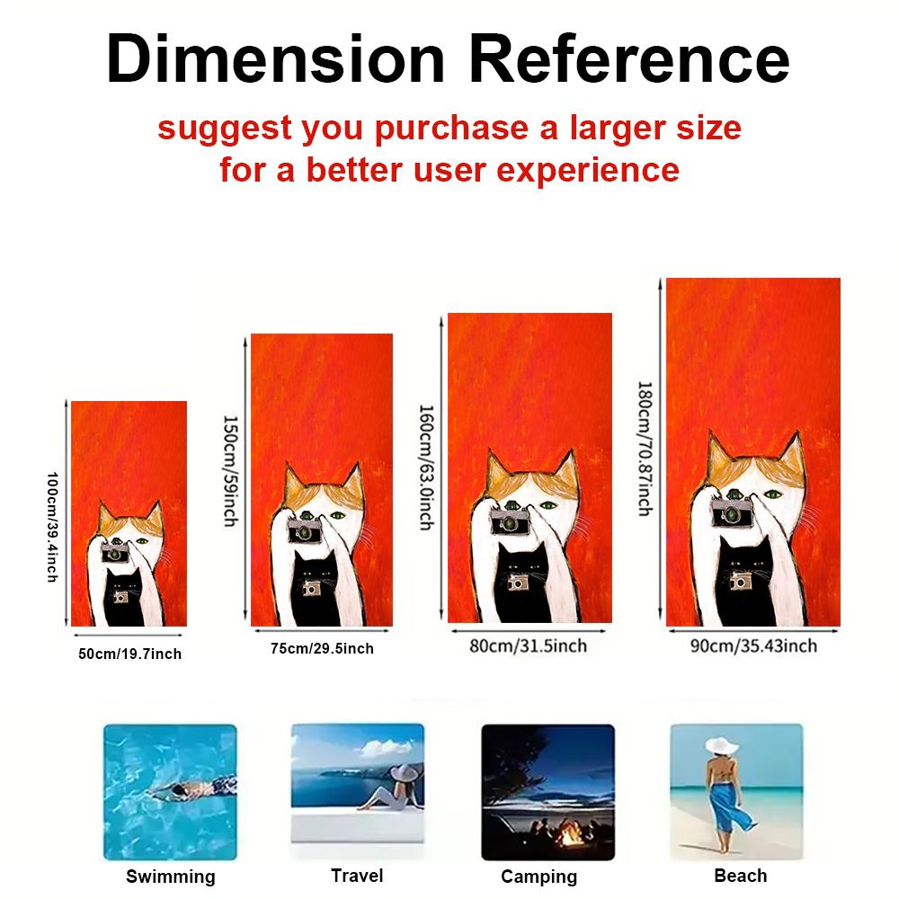 Cats Taking Photos Art Quick Drying Bath Towel Microfiber beach towel - light weight swimming camping yoga beach out