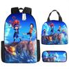 One Piece Luffy Rucksack 3-teiliges Set Schüler Schultasche Anime Rucksack Brotdose Klassisch Große Kapazität Wasserdicht