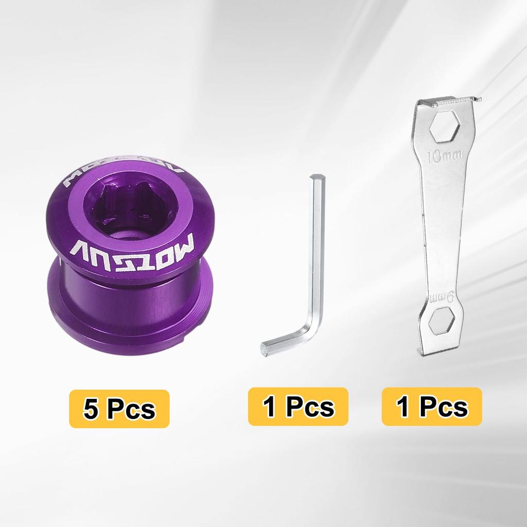 uxcell Set of 5 Single Chainring Bolt M8 Aluminum Alloy