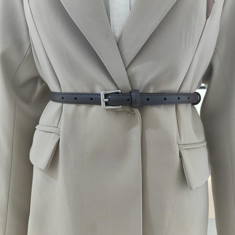 Buckle Solid Square Color Leather Thin Waist Belts Fashionable Gifts Casual