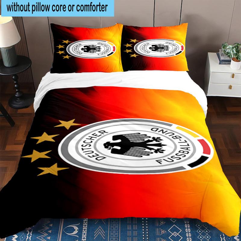 3pcs Germany Football Emblem Printed Bedding Set Duvet Cover Closure Includes 1 Duvet Cover & 2 Pillowcases Bedding Sets Home Decor Gifts