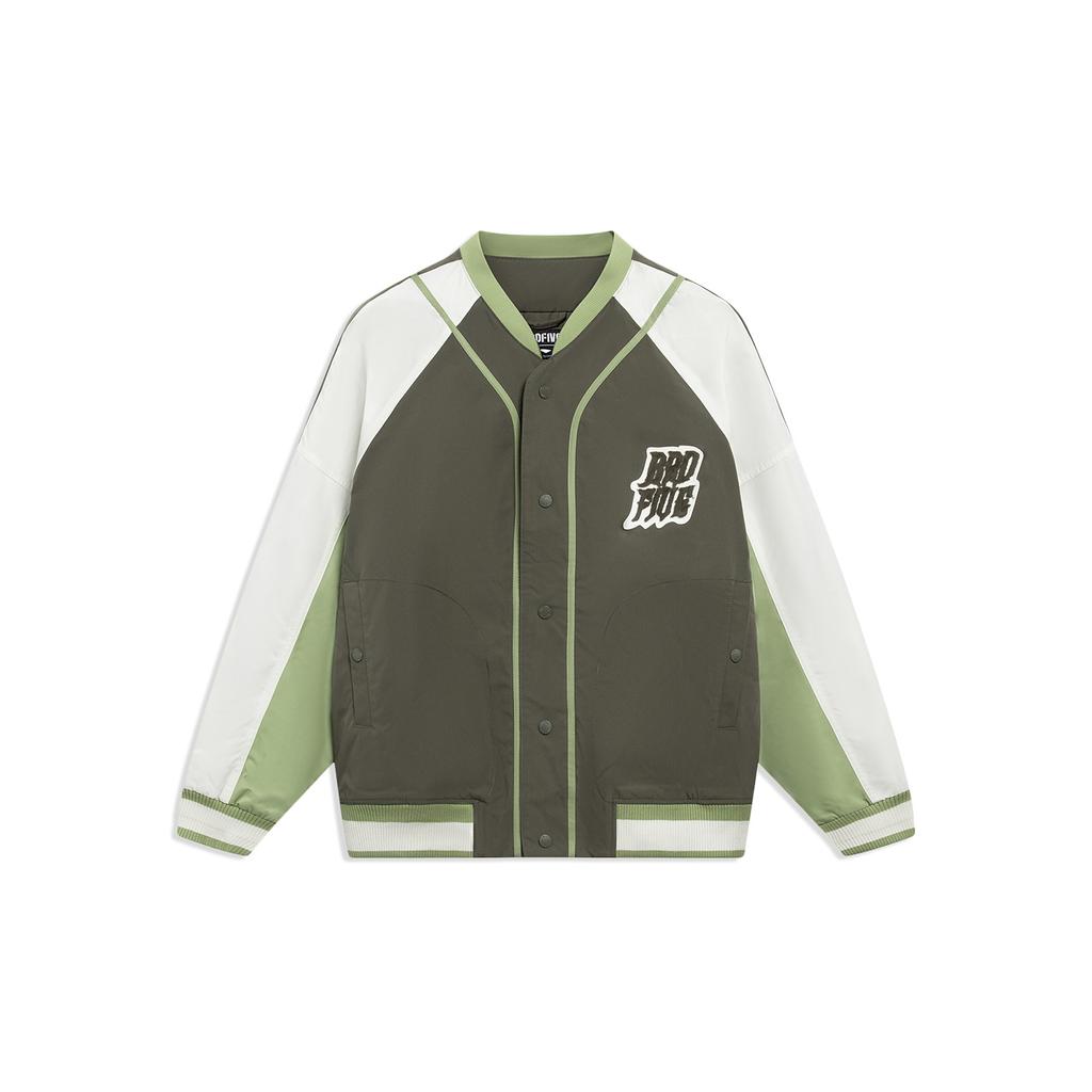Li-Ning BadFive Graphic Cotton Baseball Jacket 'Olive White' Men's AJMT017-5