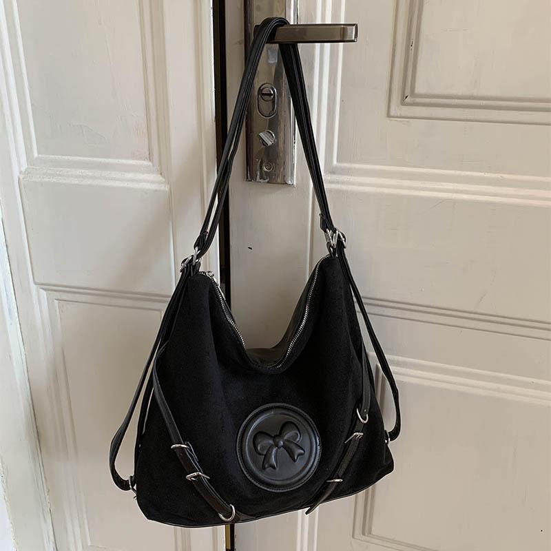 

Casual soft surface large-capacity bag New women s bag Autumn and winter versatile shoulder bag Commuter double back bag чёрный
