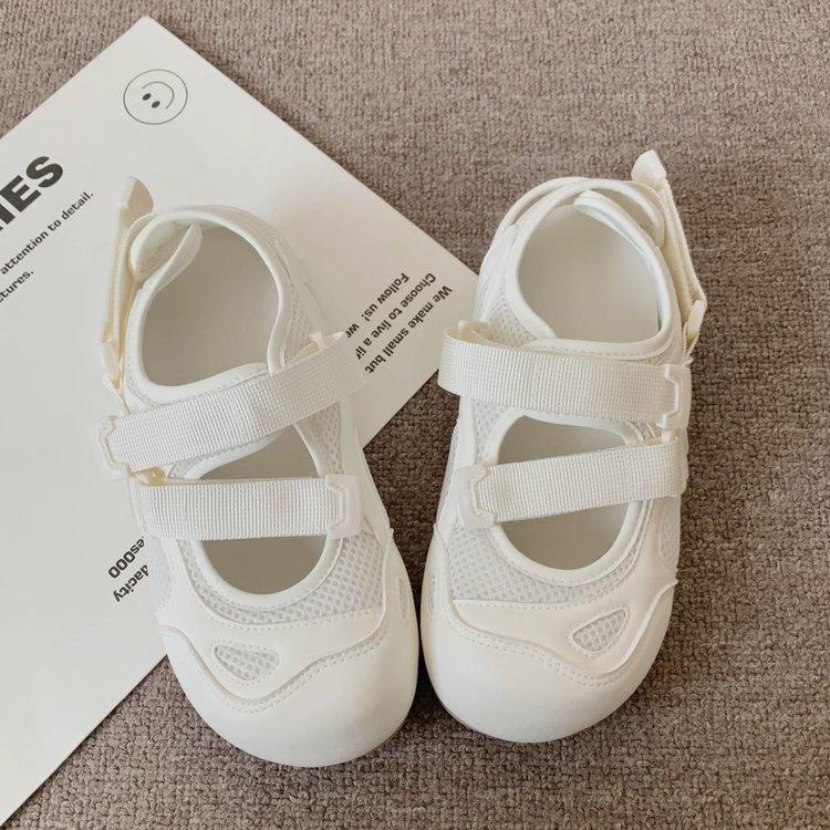 [Uncle Shoe] Summer Ugly Cute Velcro Sandals Summer New Baotou Little White Shoes with Skirt Velcro Single Shoes