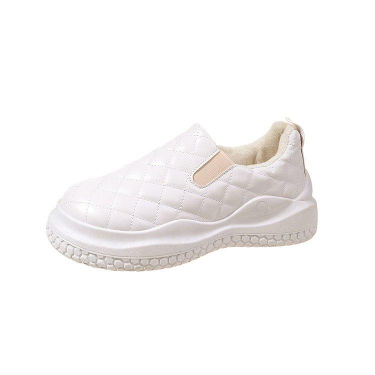 Fleece Snow Boots Women's Thickened Autumn and Winter New Cotton Shoes Waterproof, Non-slip and Warm, One-pedal Bread Shoes