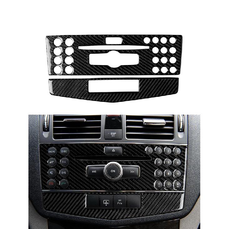 Car Accessories Interior Carbon Fiber Stickers For Mercedes-Benz C Class W204 2007-2013 Entral Console A/C Switch Panel